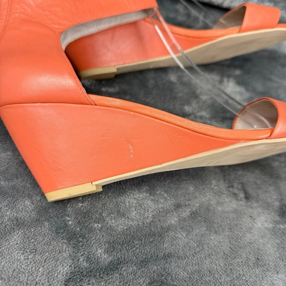 Kenneth Cole Reaction Orange‎ Leather Ankle Strap Wedge Heel Sandals 9.5M